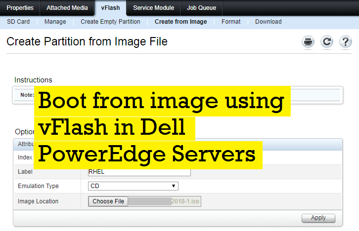 Boot from image using vFlash in Dell PowerEdge Servers